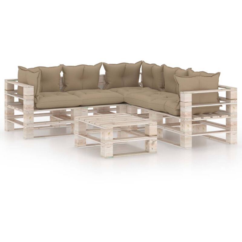 

Juego de muebles de jardín de palets 6 pzas cojines madera pino