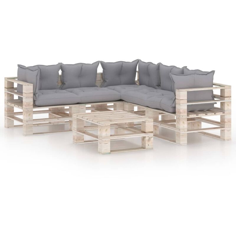 

Juego de muebles de jardín de palets 6 pzas cojines madera pino