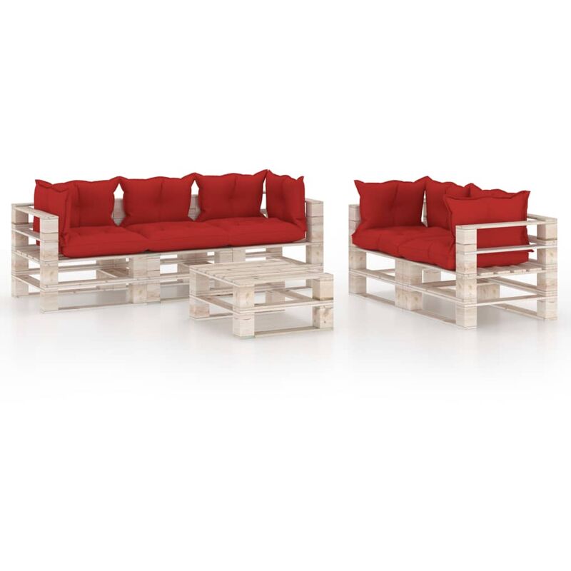 

Juego de muebles de jardín de palets 6 pzas cojines madera pino