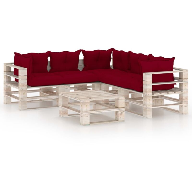 

Juego de muebles de jardín de palets 6 pzas cojines madera pino