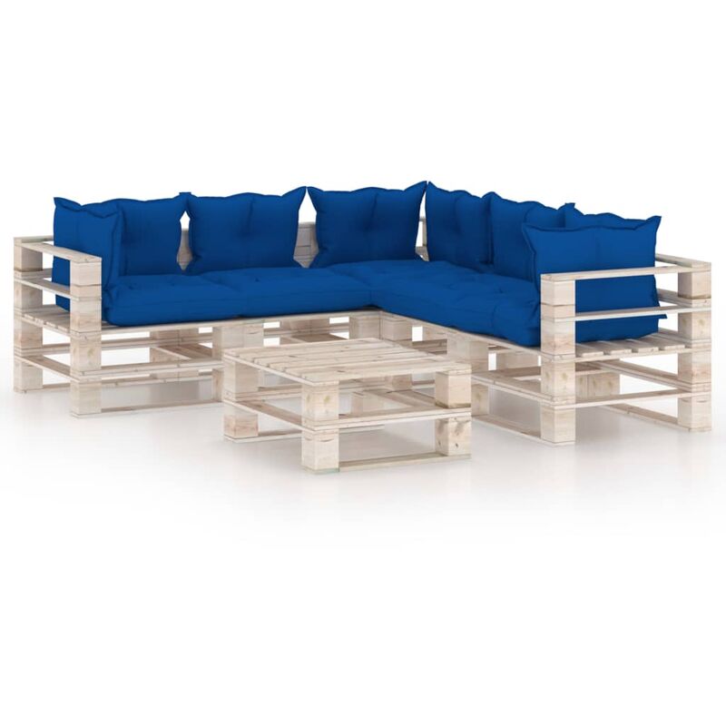 

Juego de muebles de jardín de palets 6 pzas cojines madera pino