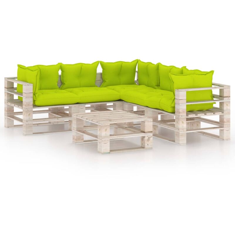 

Juego de muebles de jardín de palets 6 pzas cojines madera pino