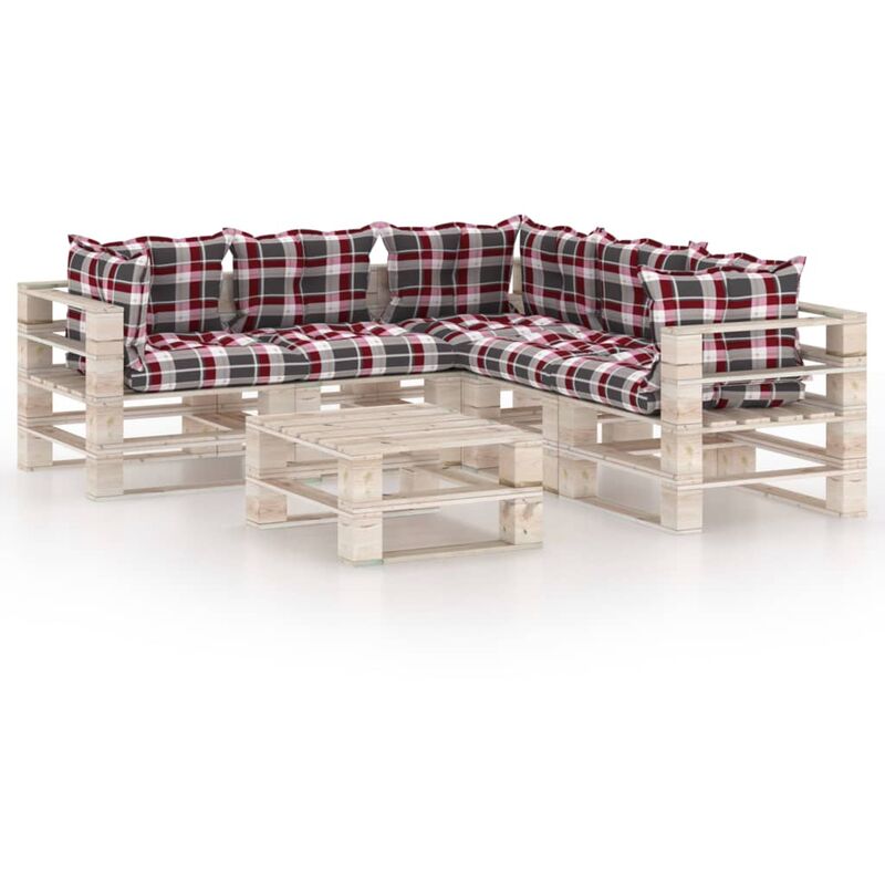 

Juego de muebles de jardín de palets 6 pzas cojines madera pino