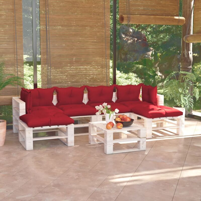 

Juego de muebles de jardín de palets 7 pzas cojines madera pino
