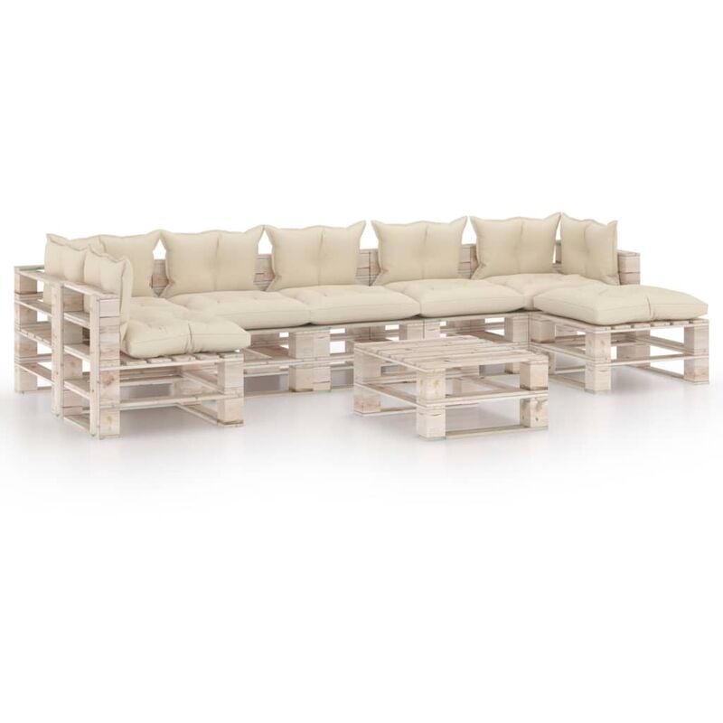 

Juego de muebles de jardín de palets 8 pzas cojines madera pino
