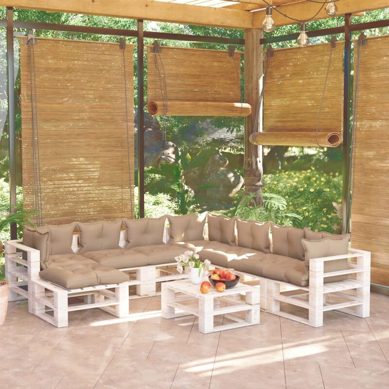 

Juego de muebles de jardín de palets 9 pzas cojines madera pino