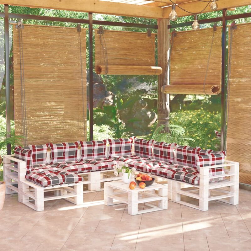 

Juego de muebles de jardín de palets 9 pzas cojines madera pino