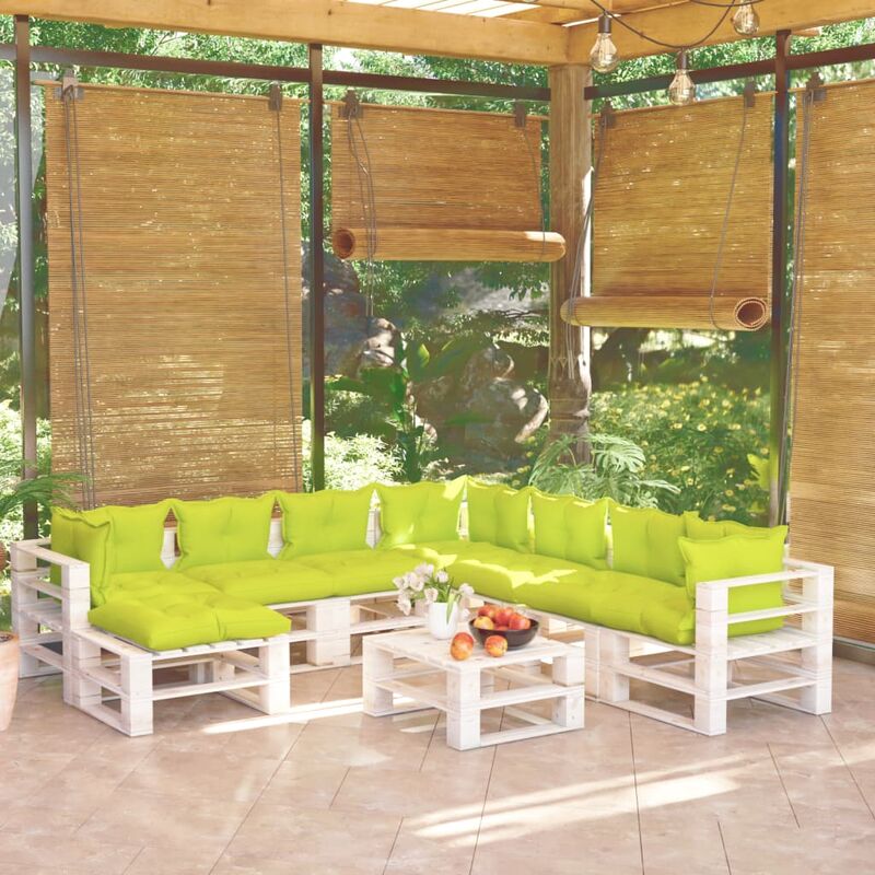 

Juego de muebles de jardín de palets 9 pzas cojines madera pino