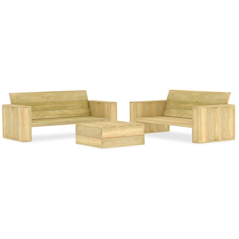

Youthup - Juego de muebles de jardín 3 piezas madera de pino impregnada - Marrón
