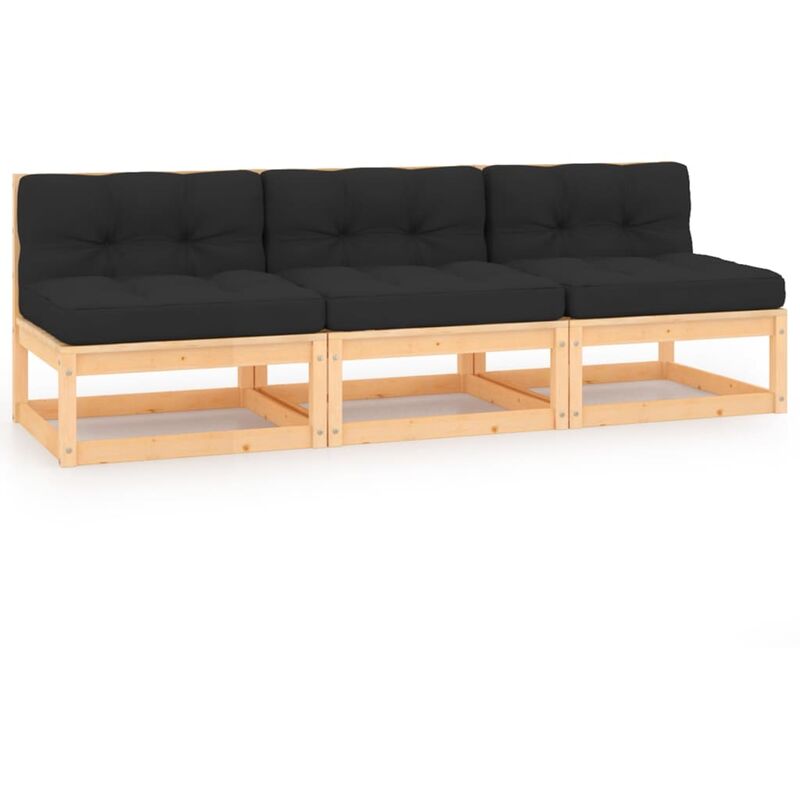 

Juego de muebles de jardín 3 pzas y cojines madera pino maciza - Marrón