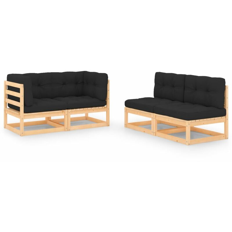 

Juego de muebles de jardín 4 pzas y cojines madera pino maciza - Marrón