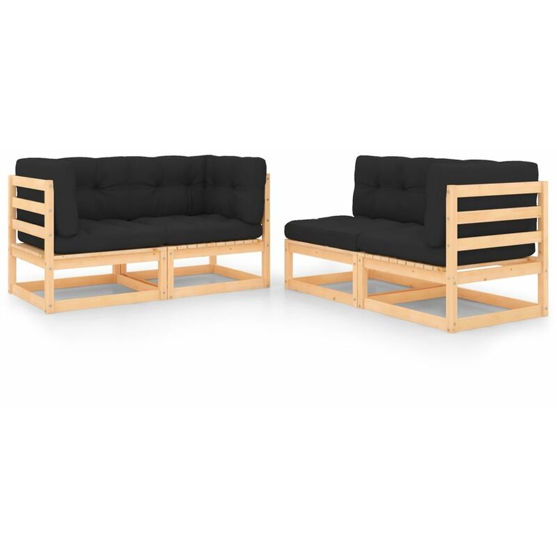 

Juego de muebles de jardín 4 pzas y cojines madera pino maciza - Marrón