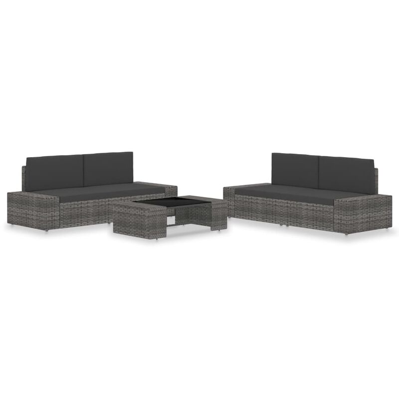 

Juego de muebles de jardín 5 piezas ratán sintético gris - Gris