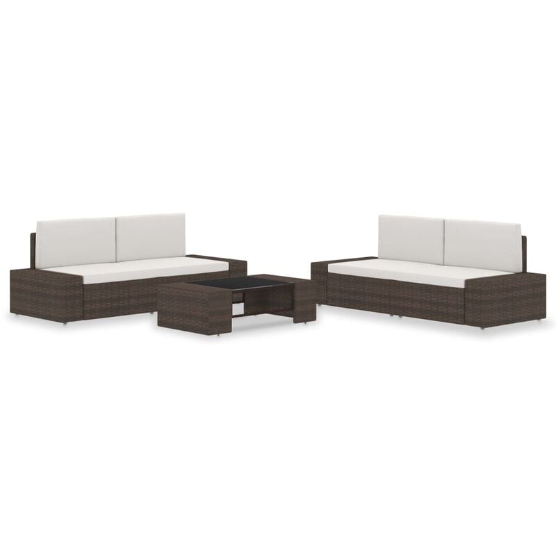 

Juego de muebles de jardín 5 piezas ratán sintético marrón - Marrón