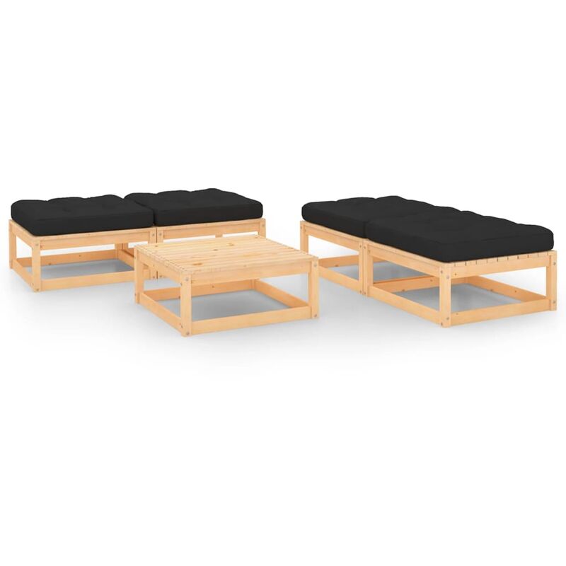 

Juego de muebles de jardín 5 pzas y cojines madera pino maciza - Marrón