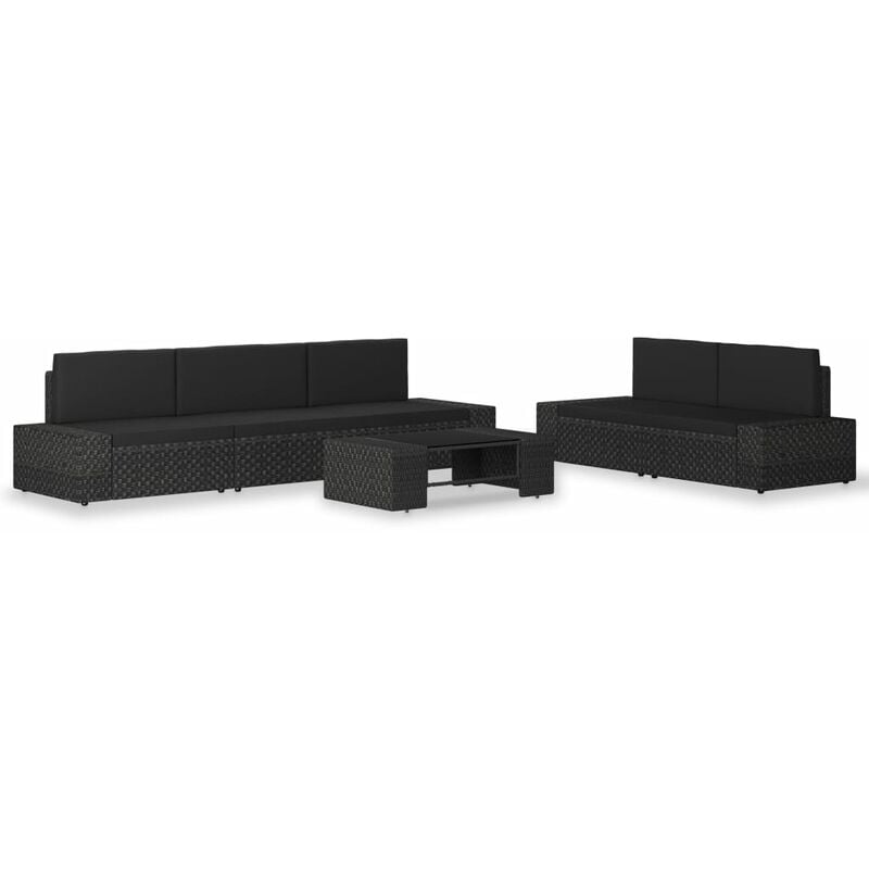 

Juego de muebles de jardín 6 piezas ratán sintético negro - Negro