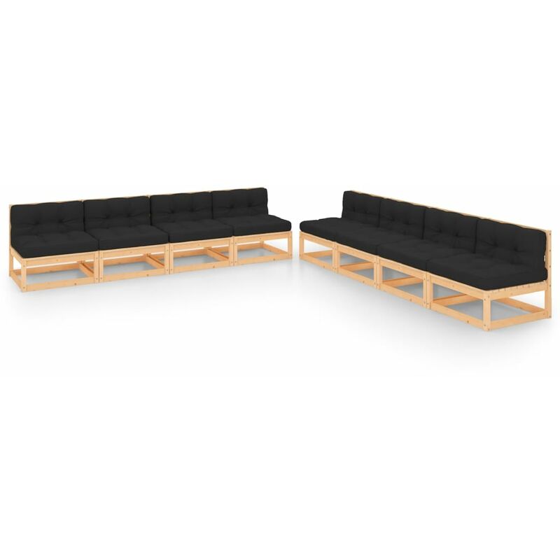 

Juego de muebles de jardín 8 pzas y cojines madera pino maciza - Marrón