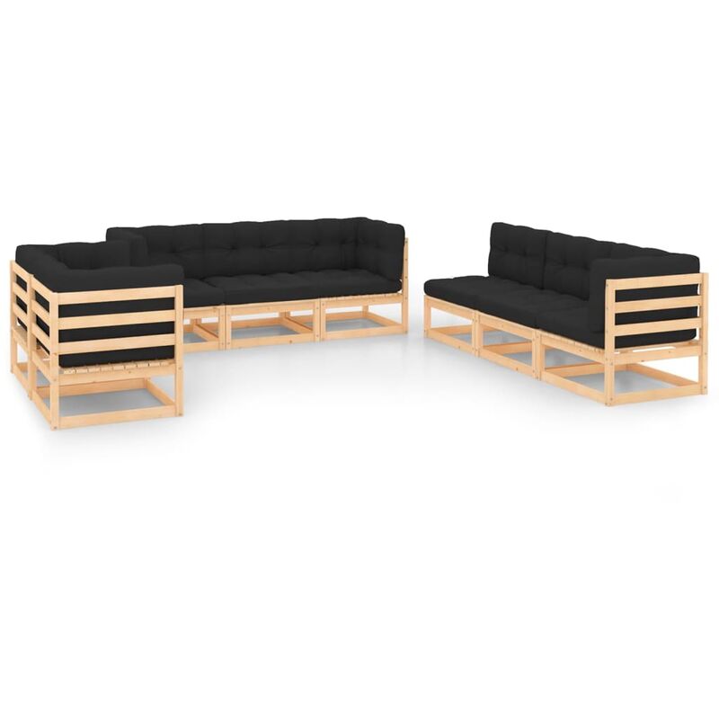 

Juego de muebles de jardín 8 pzas y cojines madera pino maciza - Marrón