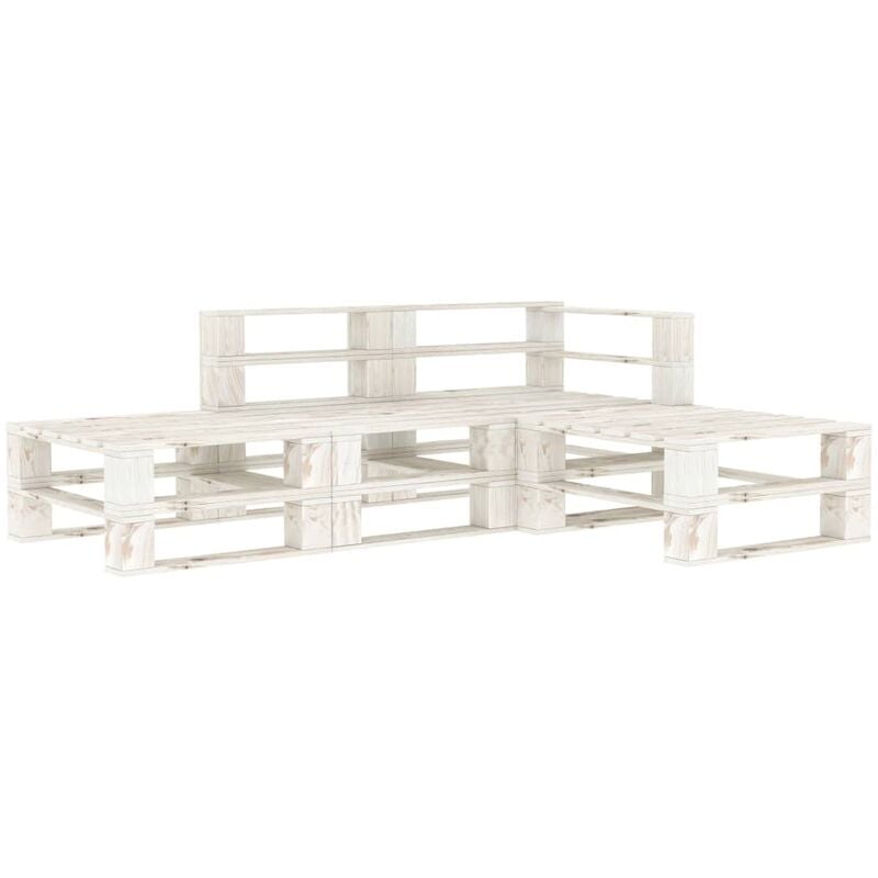 

vidaXL Juego de muebles de palés para jardín 4 piezas madera blanco - Blanco