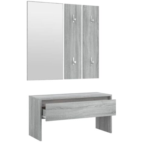 Juego de muebles de pasillo de madera de ingeniería gris Sonoma 020010787