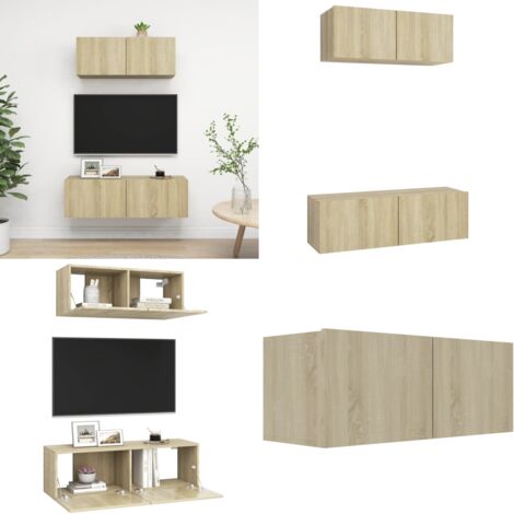 Juego de muebles de salón 2 piezas roble Sonoma - Armarios para TV - Muebles de almacenamiento