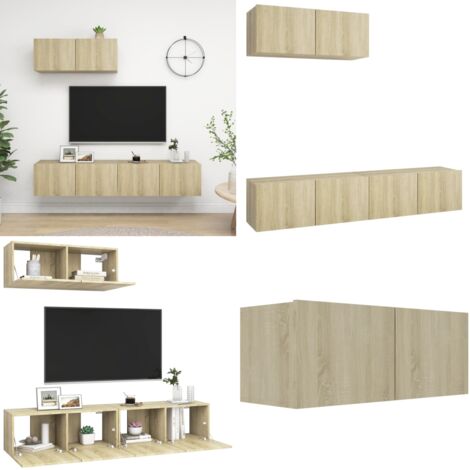 Juego de muebles de salón 2 piezas roble Sonoma - Muebles de TV - Armario de estéreo