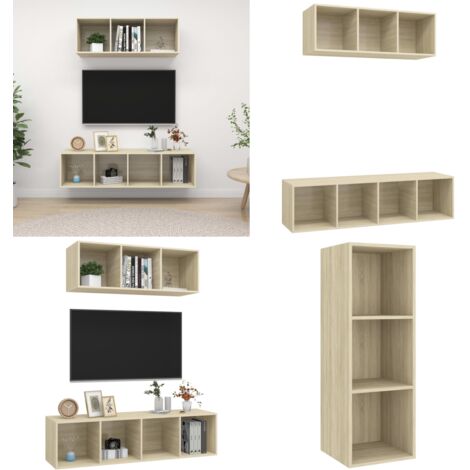 Juego de muebles de salón 2 pzas madera ingeniería roble Sonoma - Armarios de TV - Muebles de pared