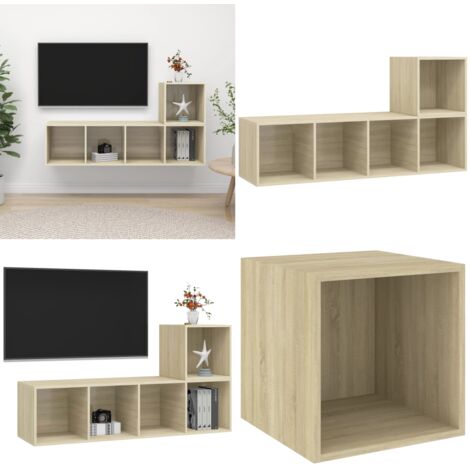 Juego de muebles de salón 2 pzas madera ingeniería roble Sonoma - Muebles de TV - Armarios de TV