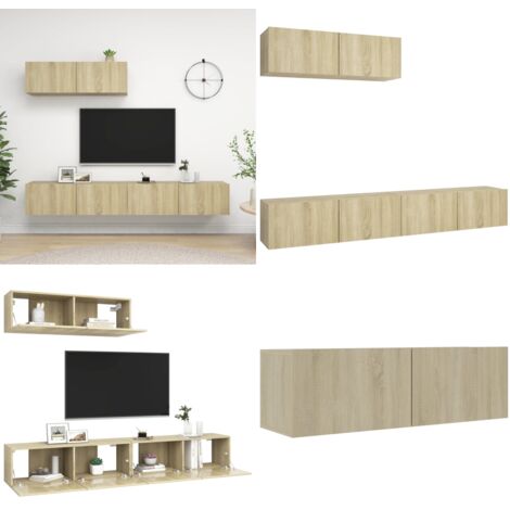 Juego de muebles de salón 3 piezas roble Sonoma - Armario de TV - Muebles de pared