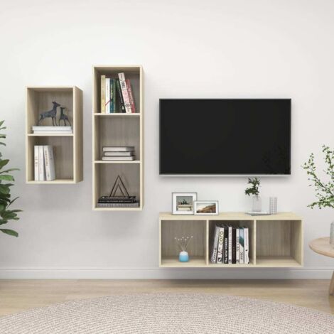 Juego de muebles de salón 3 pzas madera ingeniería roble Sonoma vidaXL