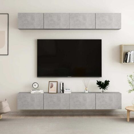 Juego de muebles de salón 4 piezas gris hormigón 100x30x30 cm vidaXL
