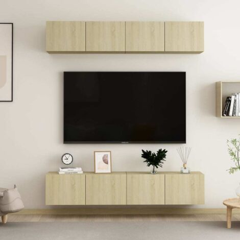 Juego de muebles de salón 4 piezas roble Sonoma 80x30x30 cm vidaXL