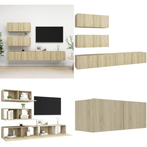 Juego de muebles de salón 4 piezas roble Sonoma - Muebles de TV - Armarios de TV