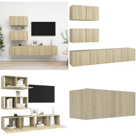 Juego de muebles de salón 4 piezas roble Sonoma - Muebles de TV - Armarios de TV