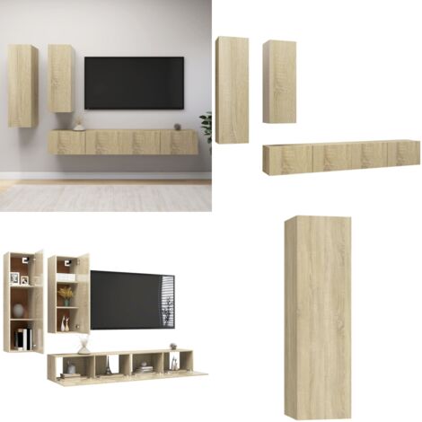 Juego de muebles de salón 4 piezas roble Sonoma - Muebles de TV - Armarios de TV
