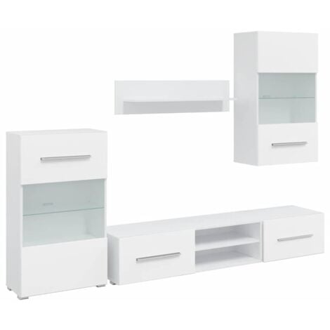 Juego de muebles de salón 5 piezas con iluminación LED blanco vidaXL