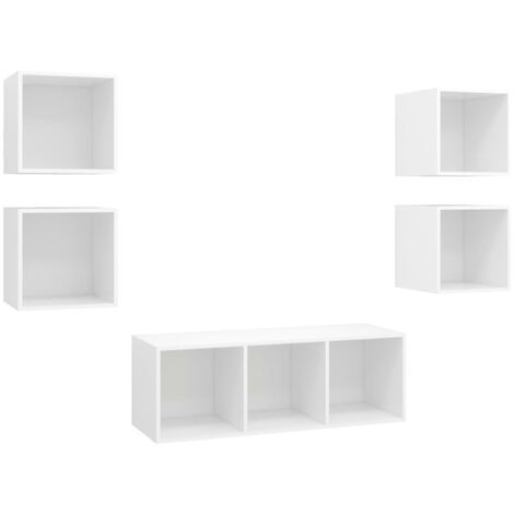 Juego de muebles de salón 5 piezas madera ingeniería blanco vidaXL