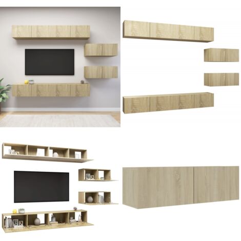 Juego de muebles de salón 6 piezas roble Sonoma - Muebles de TV - Armarios de TV