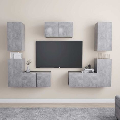 Juego de muebles de salón 7 piezas gris hormigón vidaXL