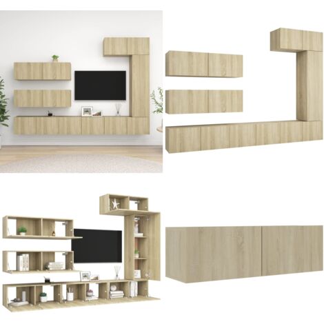 Juego de muebles de salón 7 piezas roble Sonoma - Muebles de TV - Armarios de TV