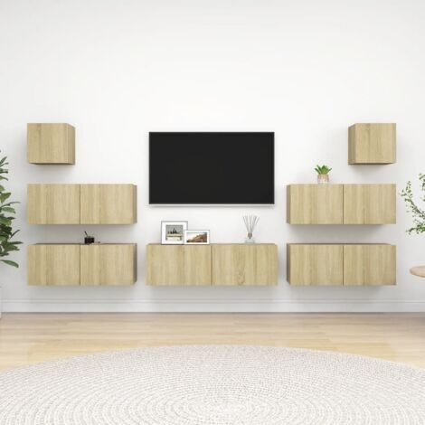 Juego de muebles de salón 7 piezas roble Sonoma vidaXL