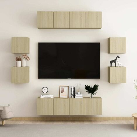 Juego de muebles de salón 8 piezas roble