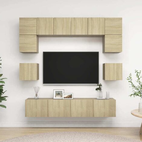 Juego de muebles de salón 8 piezas roble Sonoma vidaXL