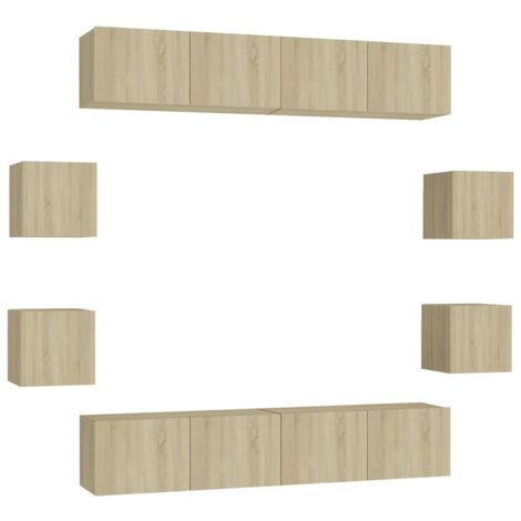 Juego de muebles de salón 8 piezas roble Sonoma vidaXL