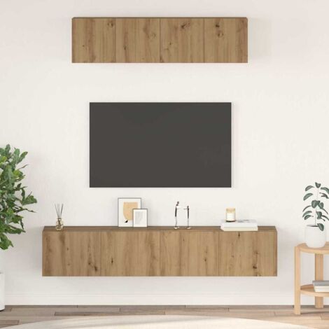 Juego de muebles de TV 4 pcs Roble artisan Madera contrachapada vidaXL