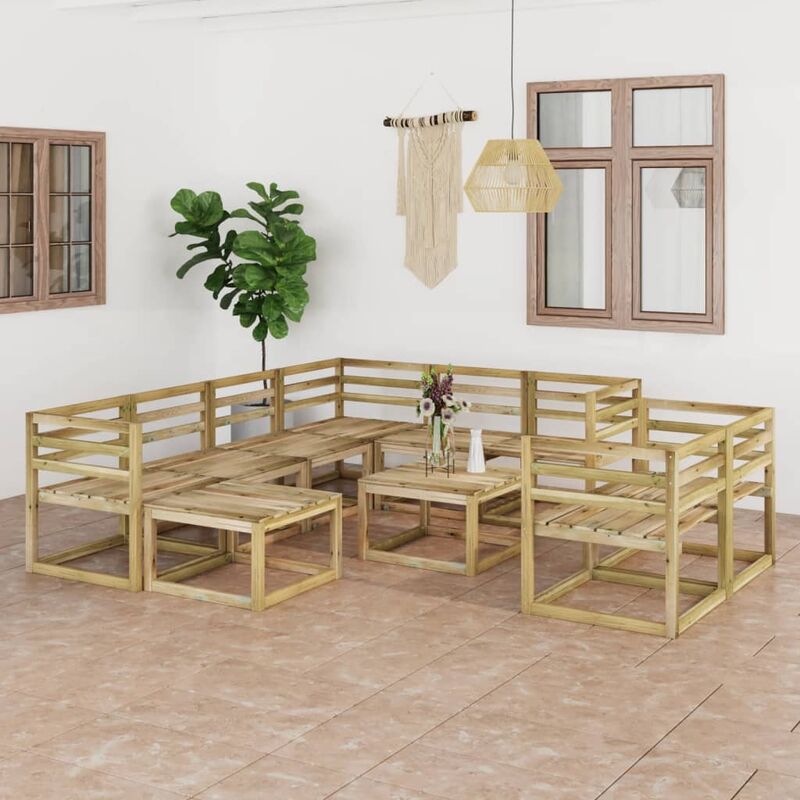 

Juego de muebles jardín 10 pzas verde madera pino impregnado