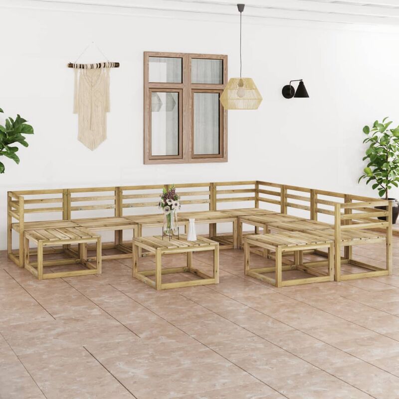 

Juego de muebles jardín 11 pzas verde madera pino impregnado