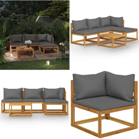 Juego de muebles jardín 5 pzas con cojines madera maciza acacia - Muebles de jardín - Sofás de jardín