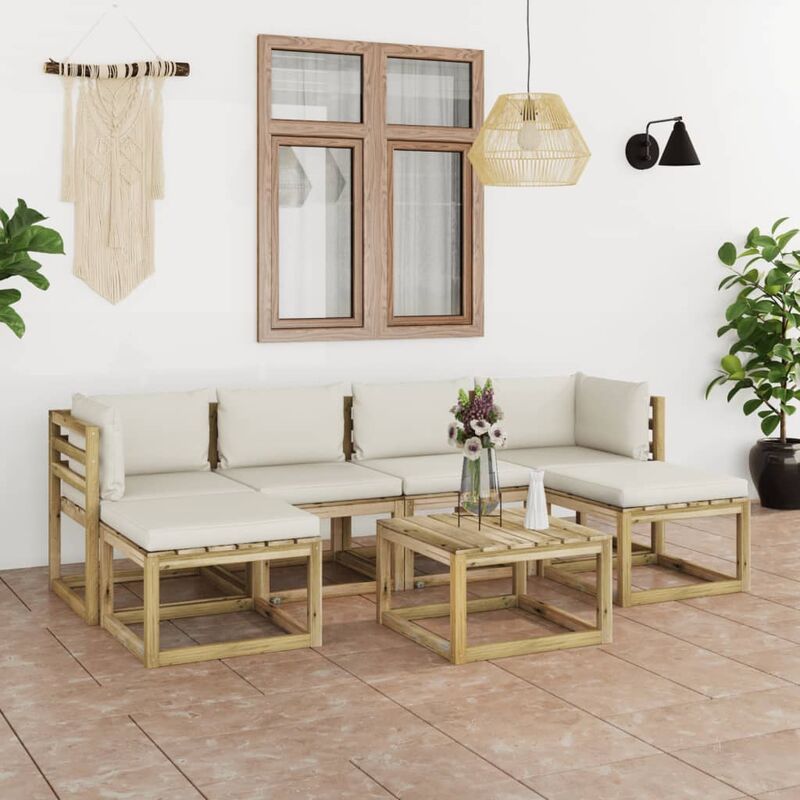 

Juego de muebles jardín 7 pzas cojines madera pino impregnado