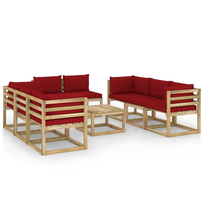 

Juego de muebles jardín 9 pzas cojines madera pino impregnado